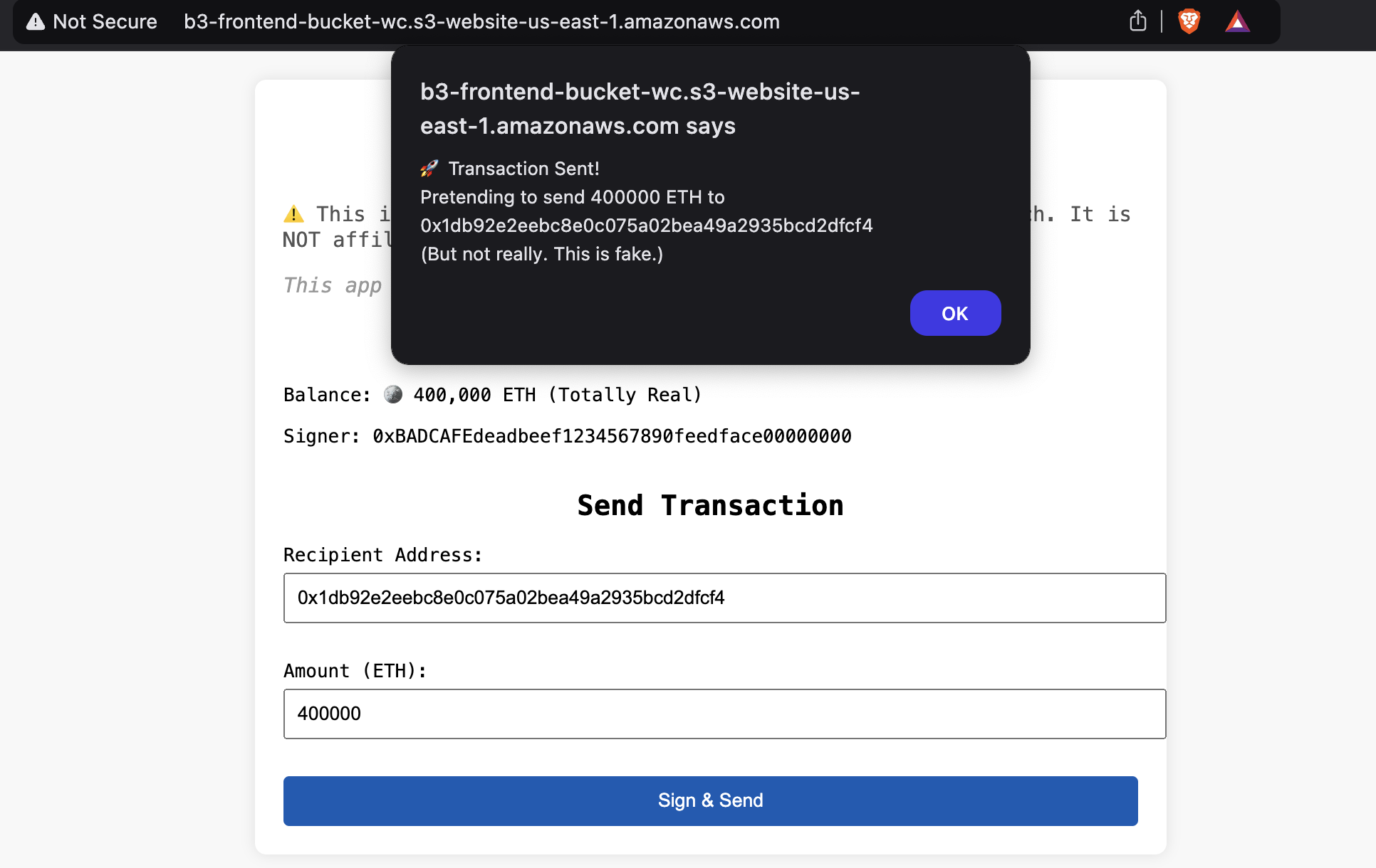 Transaction by custom frontend static site