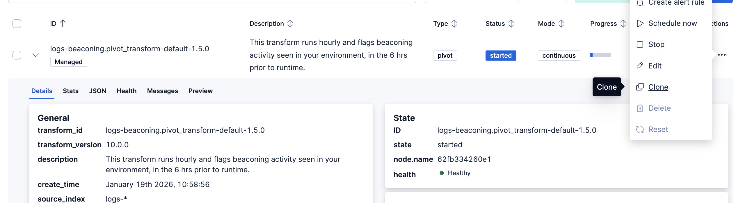 Network Beaconing Identification transform Network Beaconing Identification transform