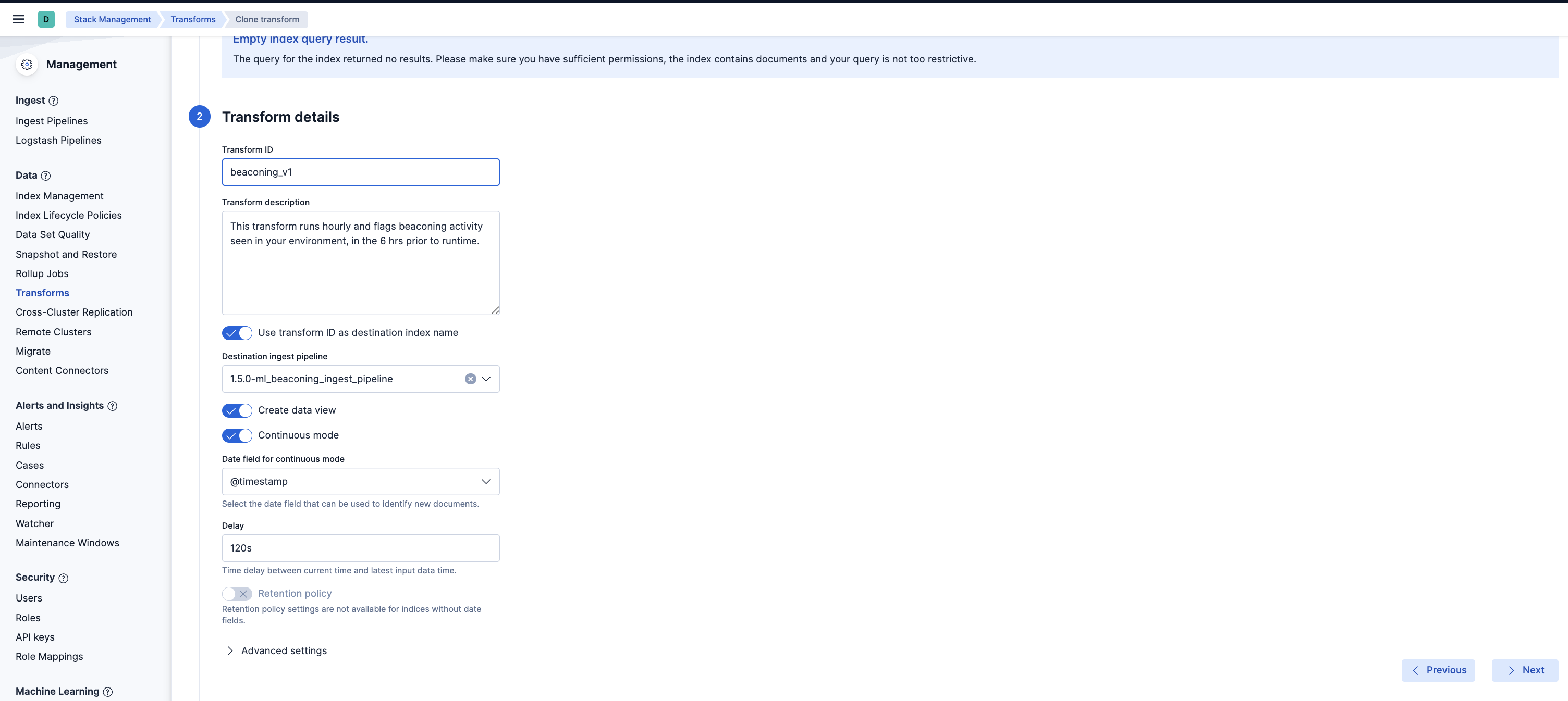 Network Beaconing Identification transform Network Beaconing Identification transform