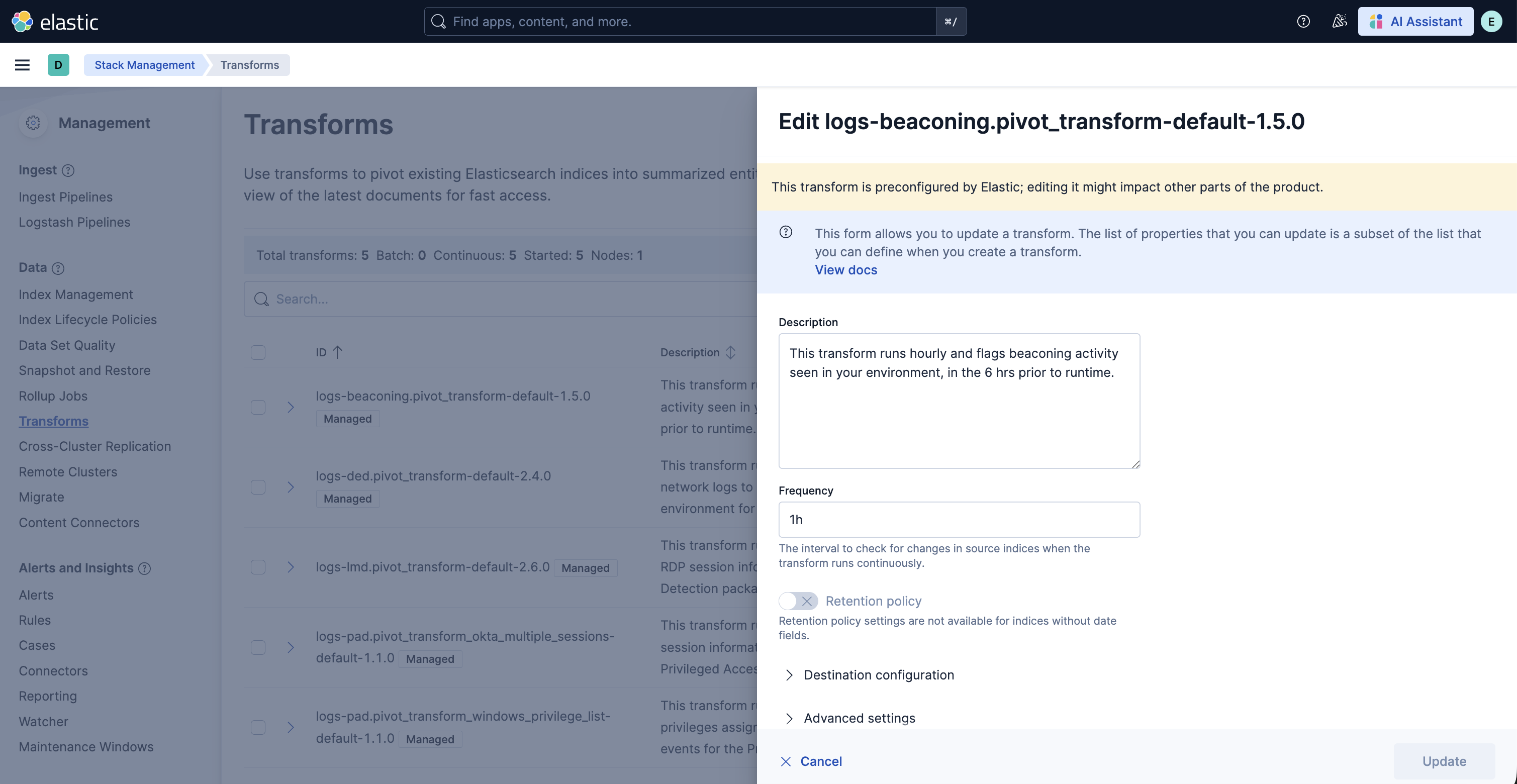 Network Beaconing Identification transform Network Beaconing Identification transform
