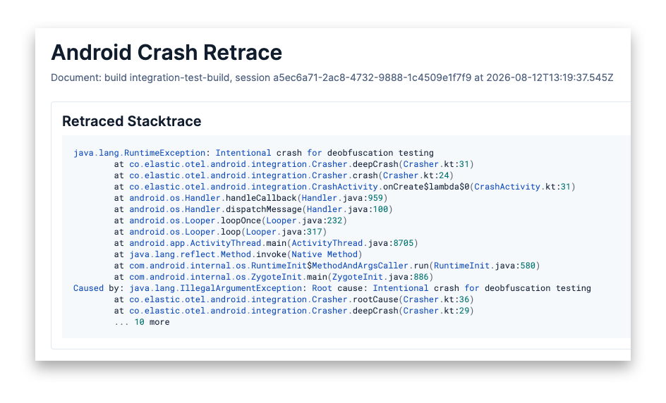 Retraced Android stacktrace