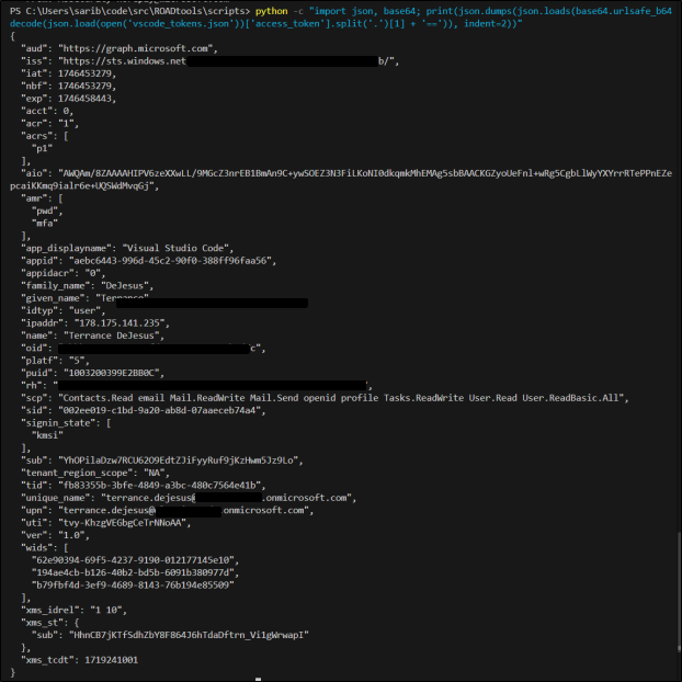 Figure 5: Decoded Entra ID Access Token