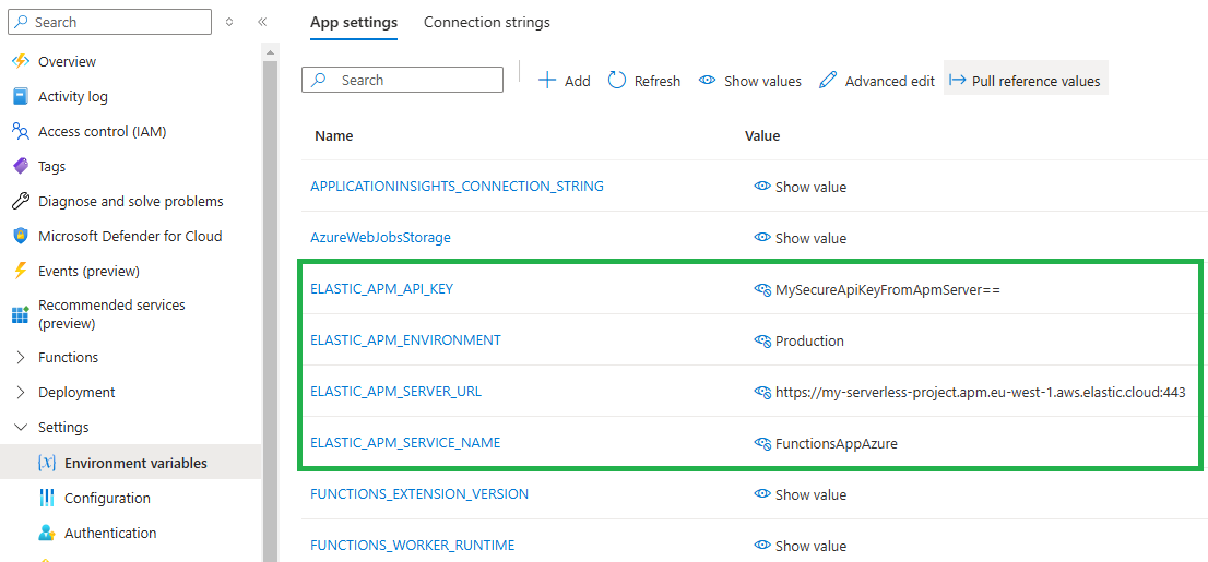 Configuring the APM Agent in the Azure Portal