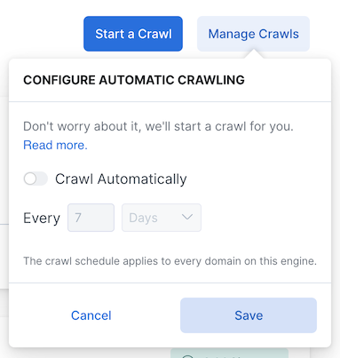 configure automatic crawling
