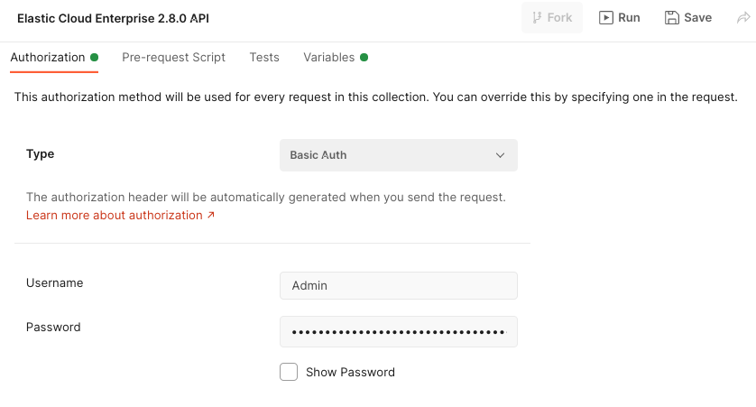 Basic Auth authorization with Username and Password set