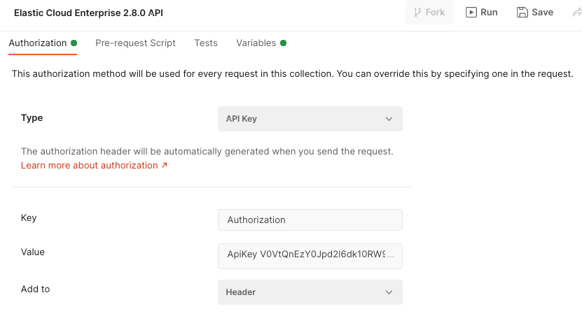 API Key authorization with Key