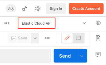Elastic Cloud API environment is selected