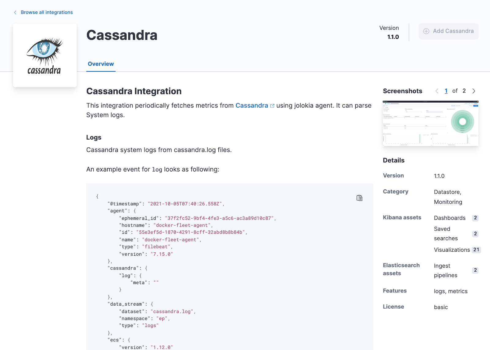 Cassandra integration