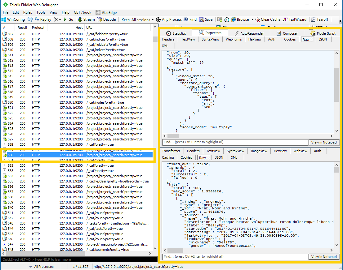 Logging With Fiddler Elasticsearch Net Client 83 Elastic