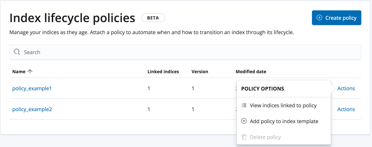 index lifecycle policies