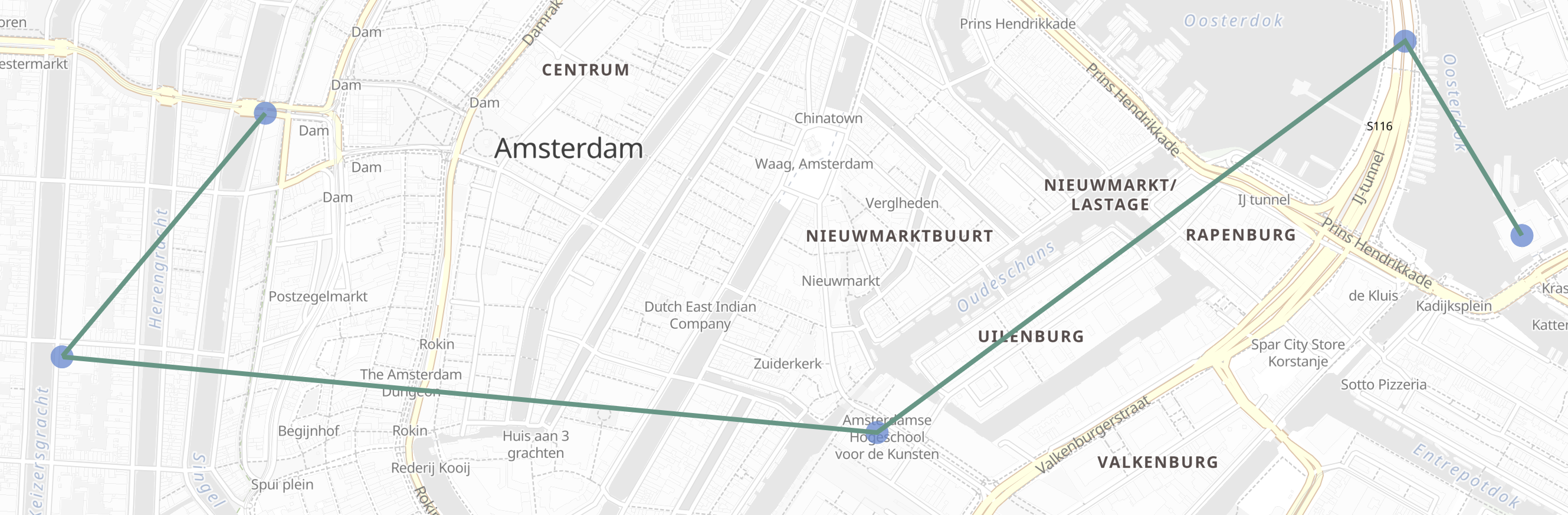Kibana map with museum tour of Amsterdam