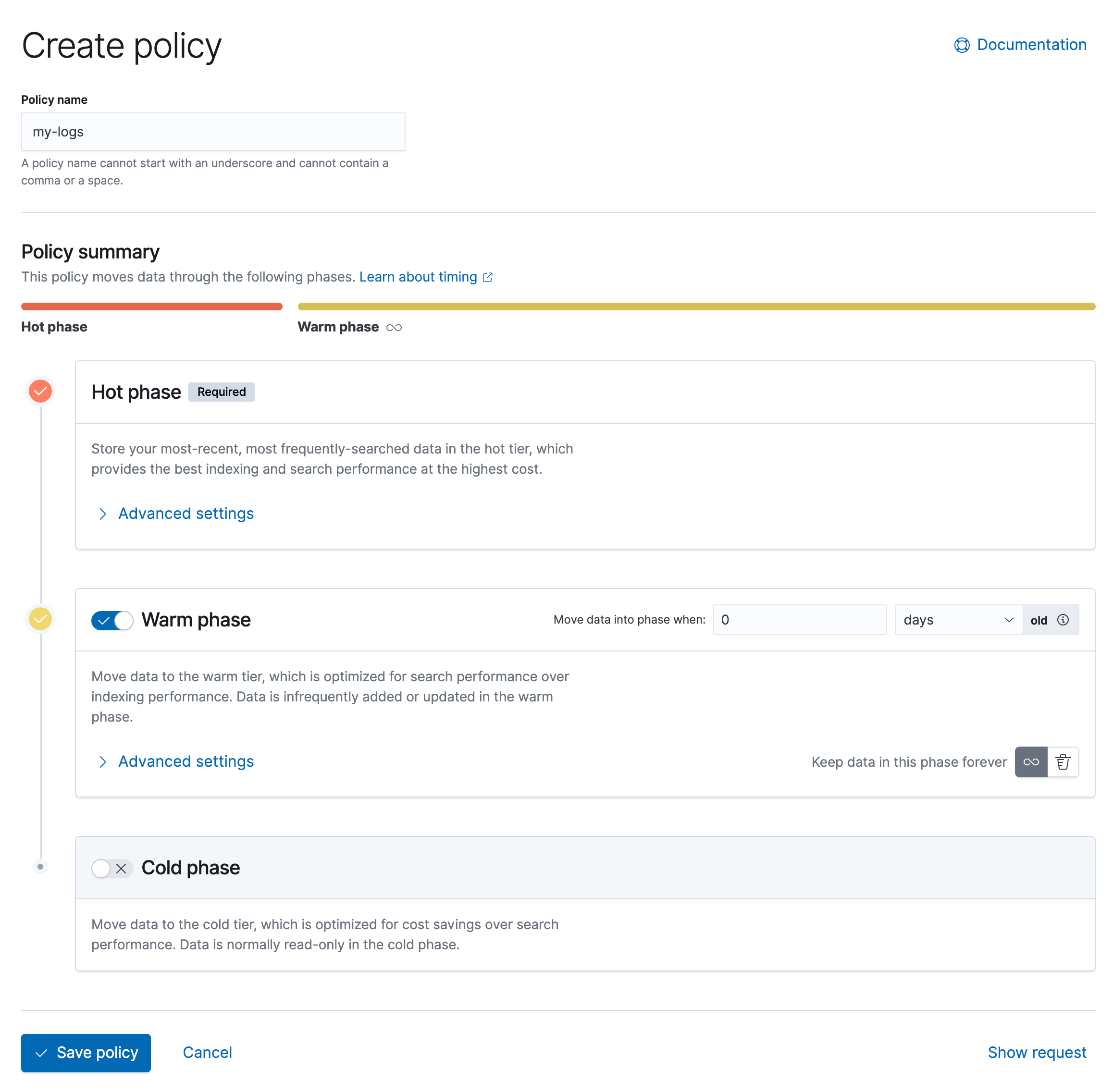 Create policy page