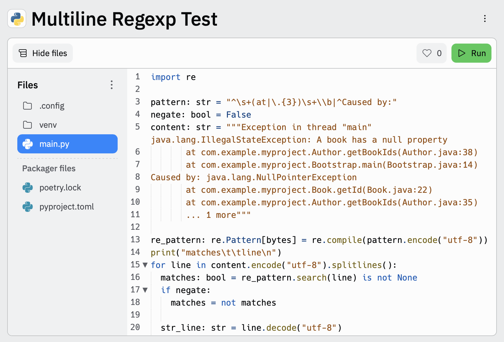 Add your test message to Multiline Regexp test