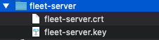 Screen capture of a folder called fleet-server that contains two files: fleet-server.crt and fleet-server.key