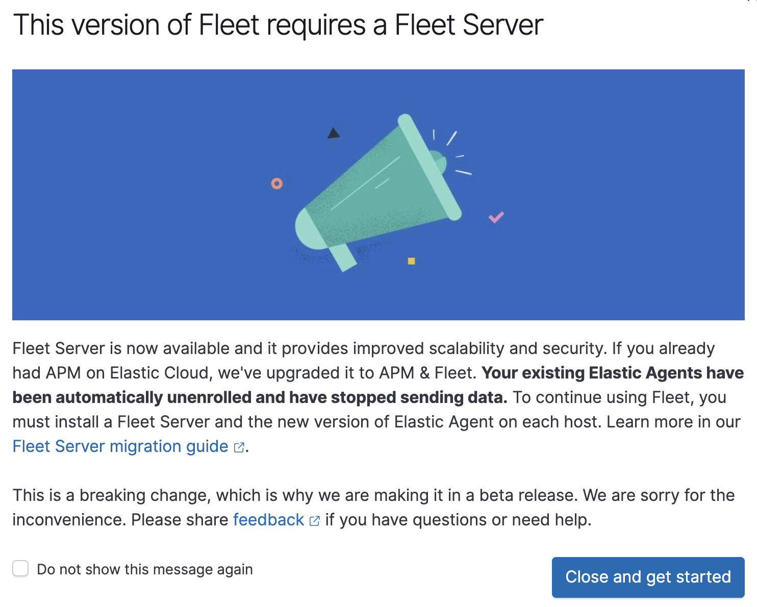 Add Fleet Server prompt