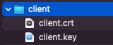 Screen capture of a folder called client that contains two files: client.crt and client.key
