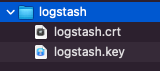 Screen capture of a folder called logstash that contains two files: logstash.crt and logstash.key
