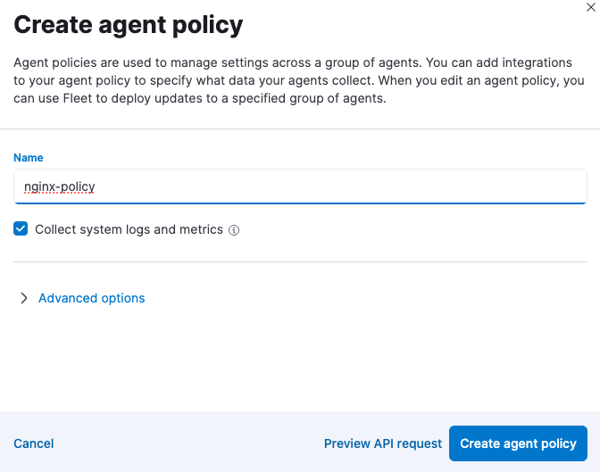 Create agent policy UI