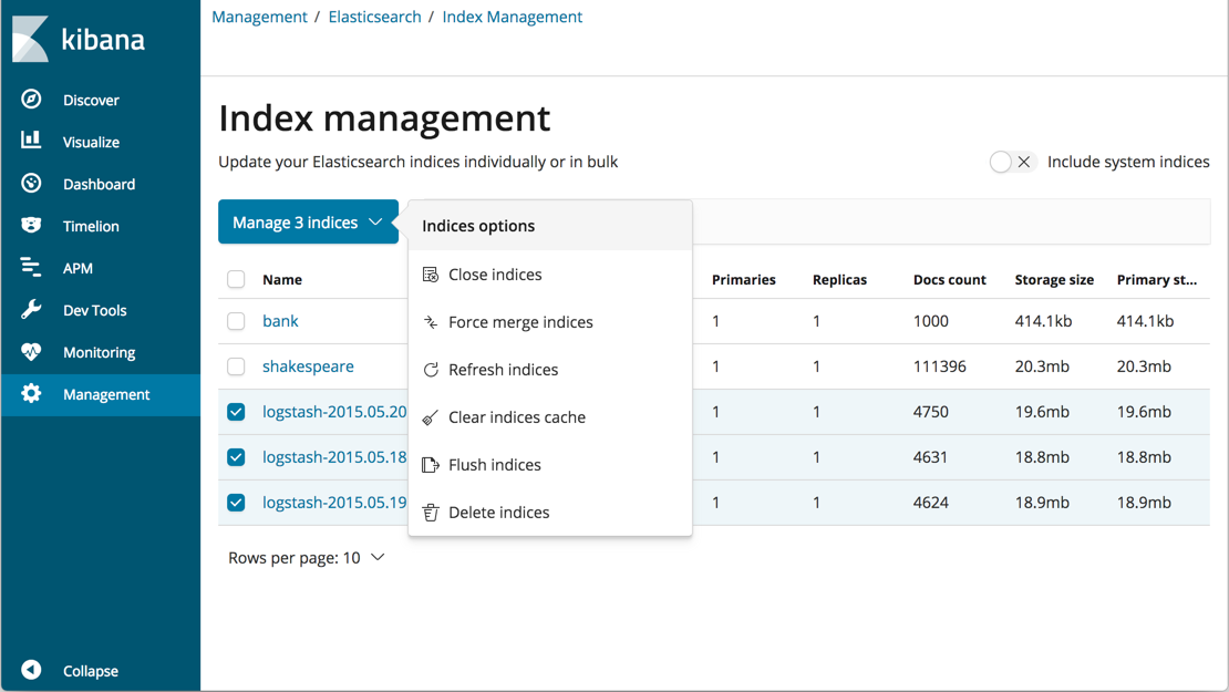 Index Management UI