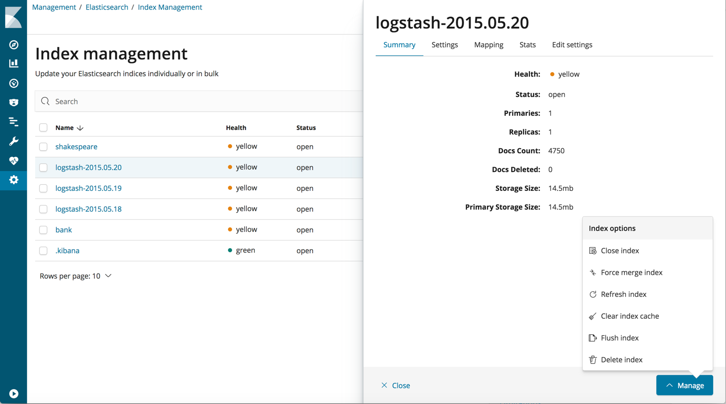 Index Management UI