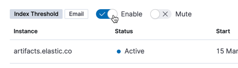 Use the disable toggle to turn off alert checks and clear instances tracked