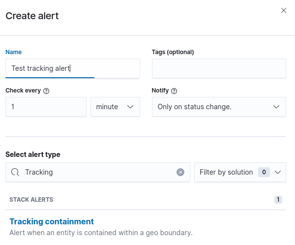Choosing a tracking alert type