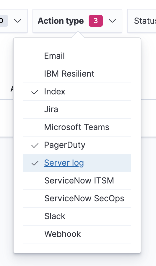 Filtering the rule list by type of action