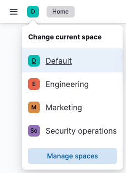 Change current space menu