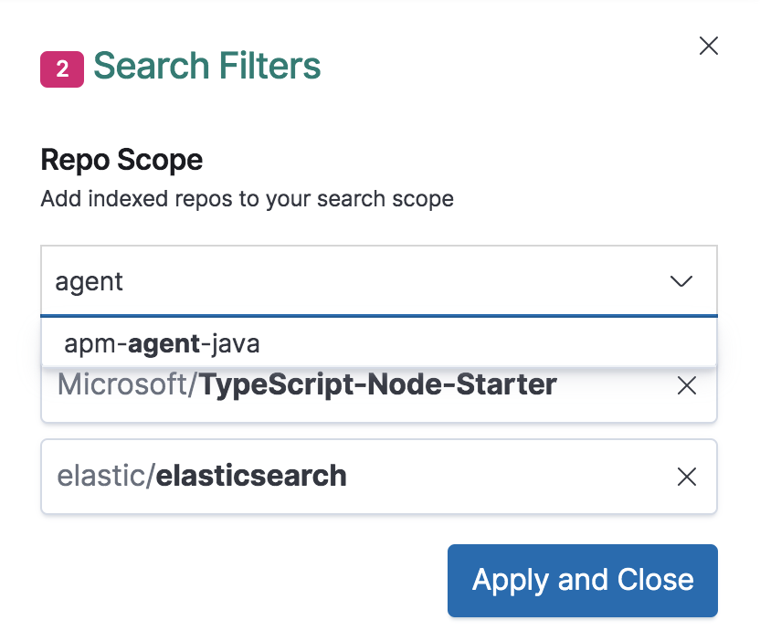 code search filter