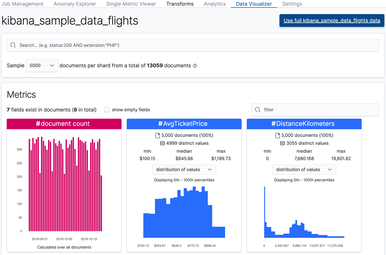 Data Visualizer for sample flight data