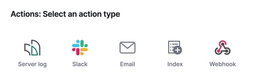 UI for selecting an action type