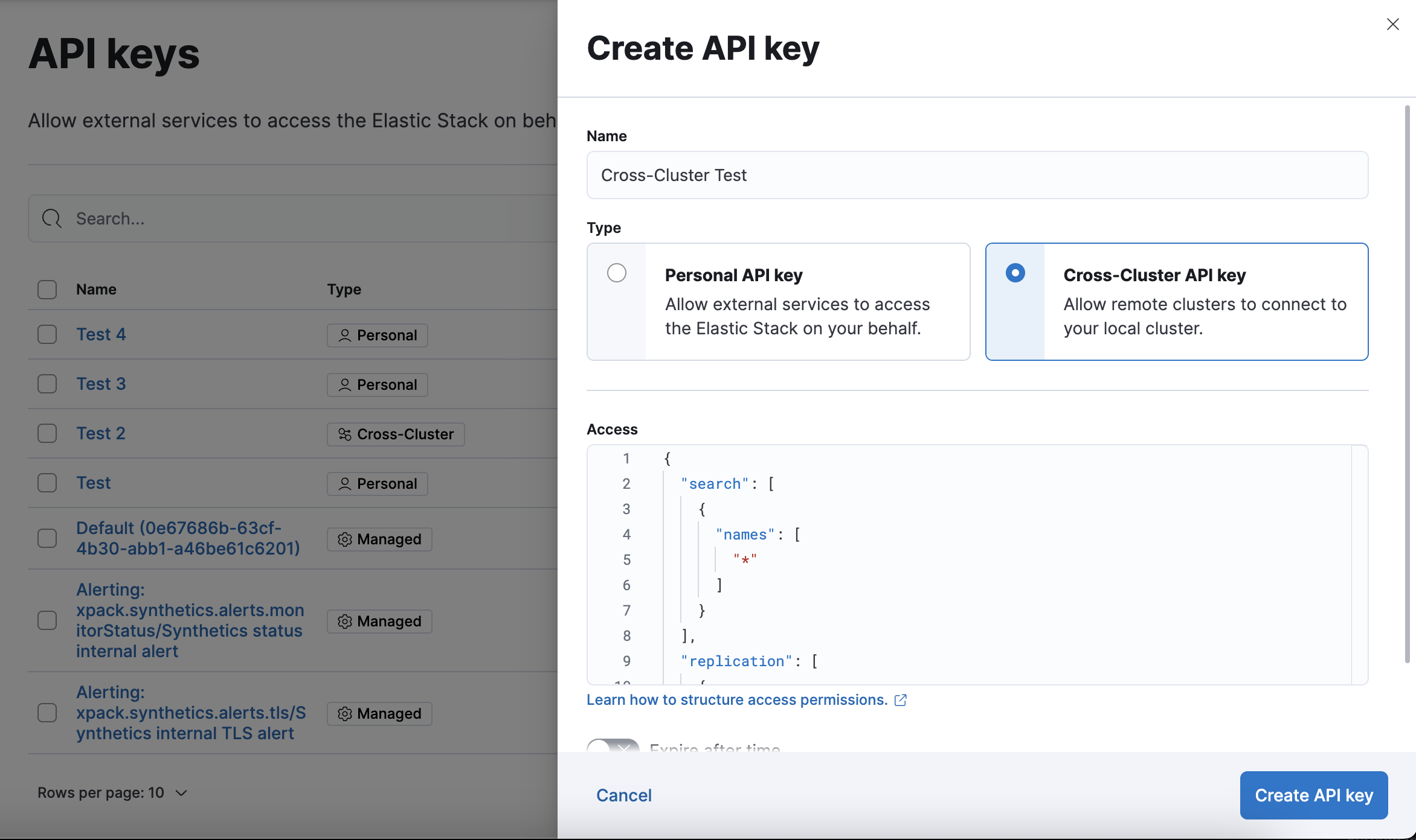Create API Key UI