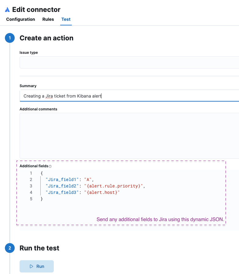 An image of the new jira connector panel