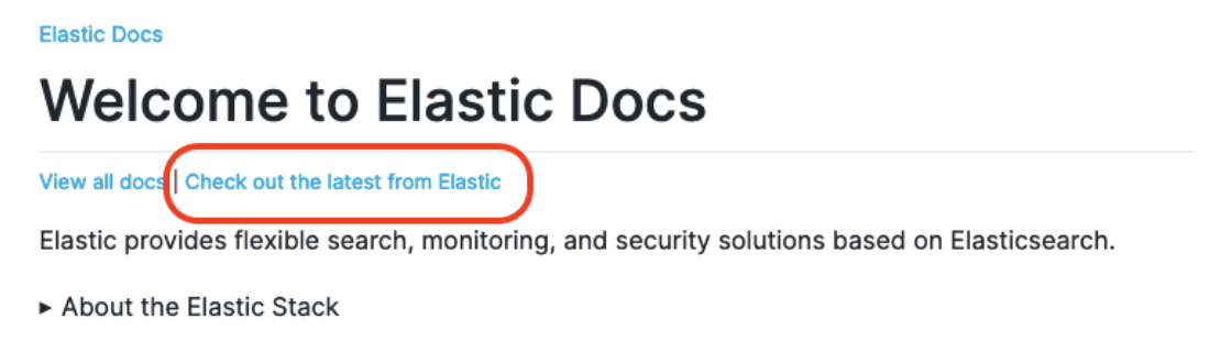 New release docs page on elastic.co