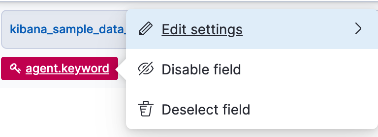 menu for editing, disabling, or removing a field from the graph
