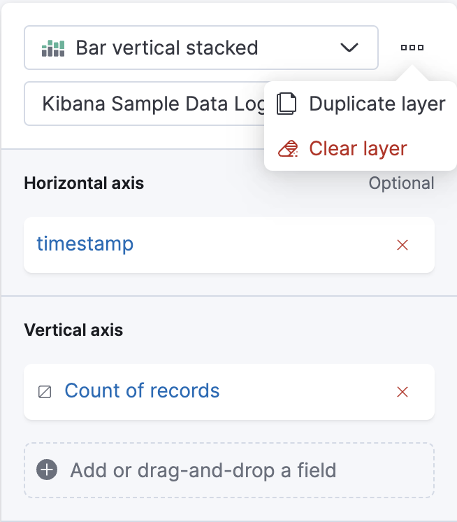 Actions menu for visualizations open to shoe the Duplicate layer item