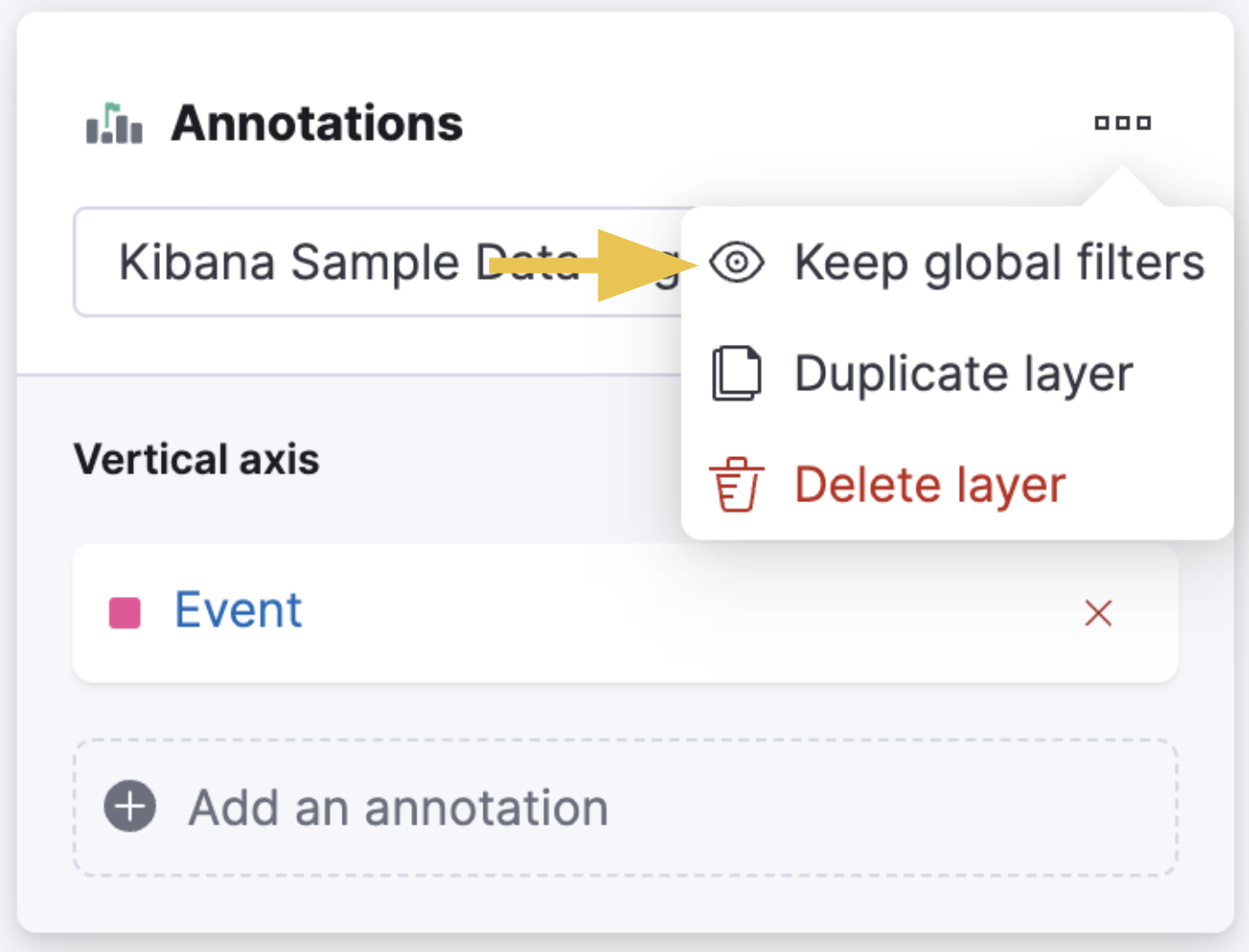 Menu item for keeping global filters with annotations