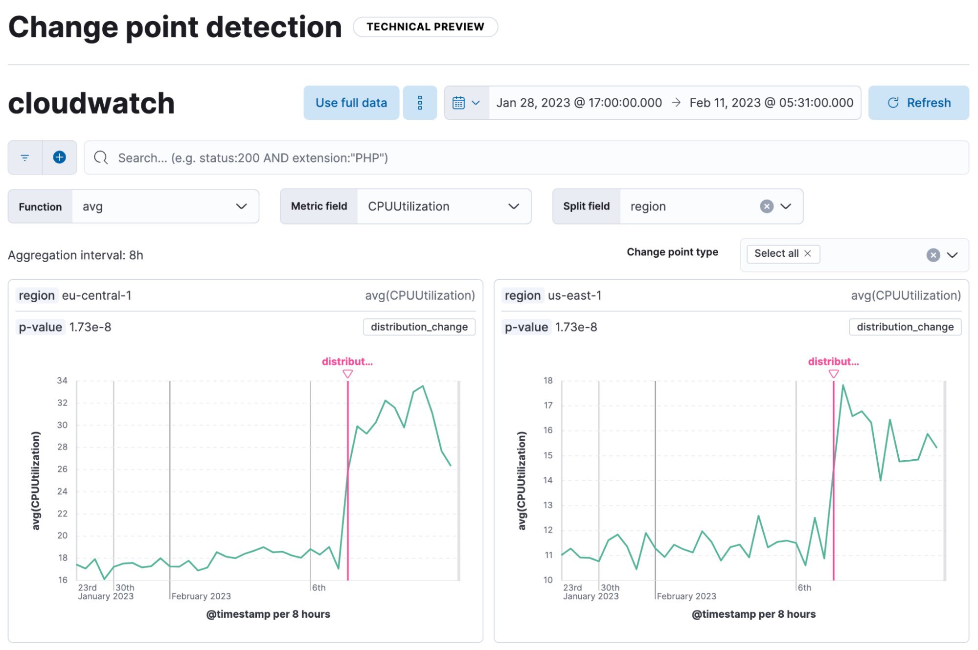 New change point detection UI