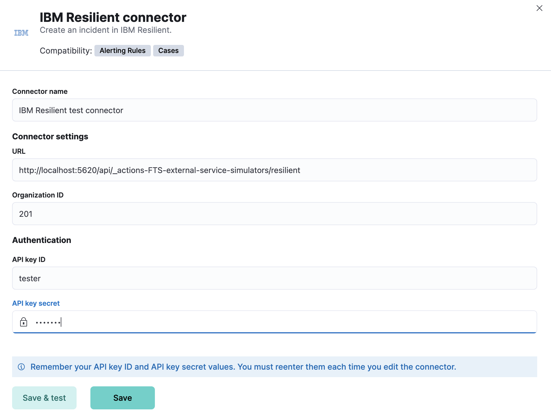 IBM Resilient connector and action Kibana Guide [8.15] Elastic