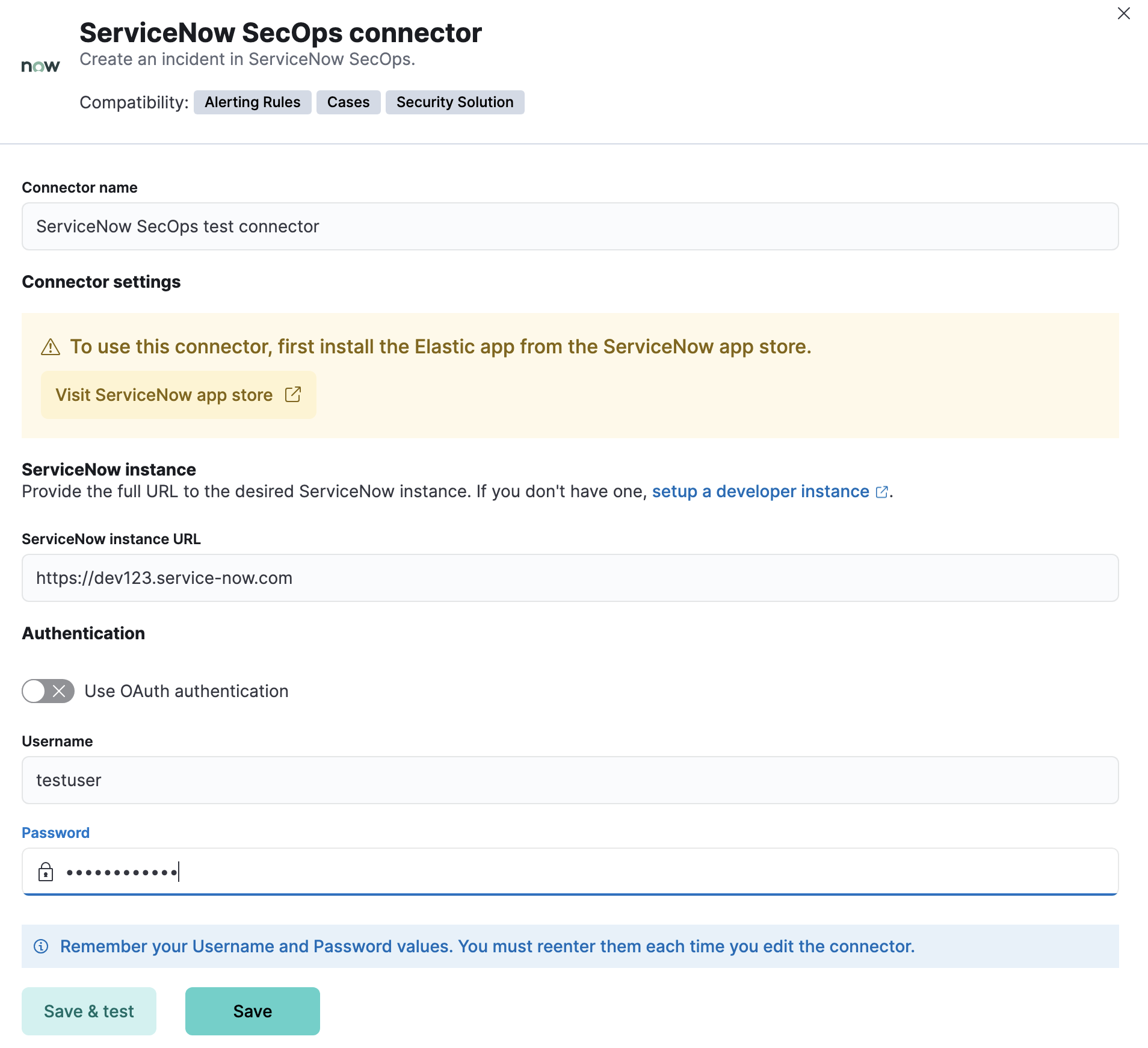 ServiceNow SecOps connector and action Kibana Guide [8.15] Elastic