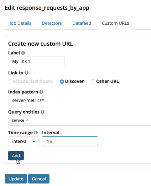 Edit a job to add a custom URL