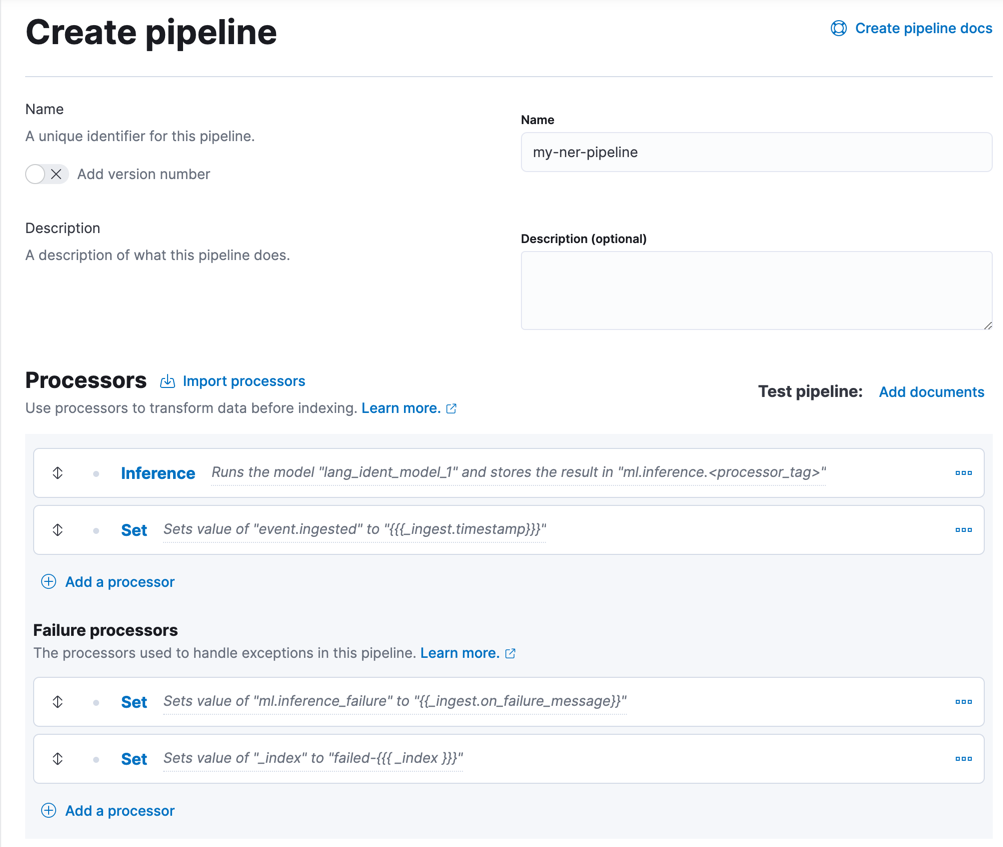 Creating a pipeline in the Stack Management app