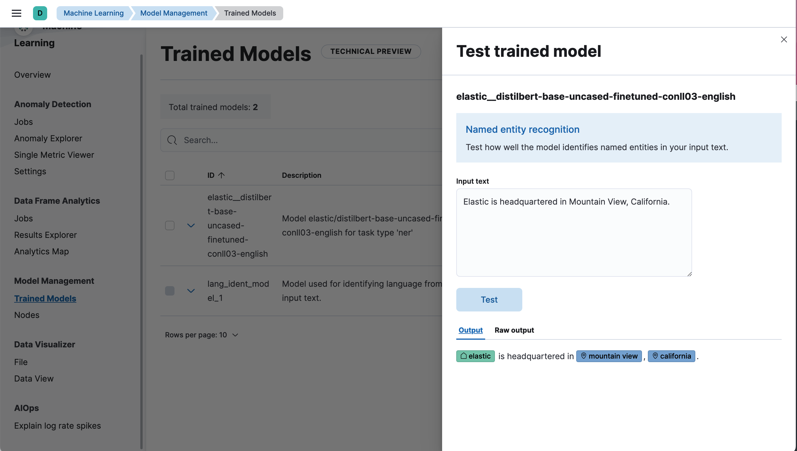 Test trained model UI