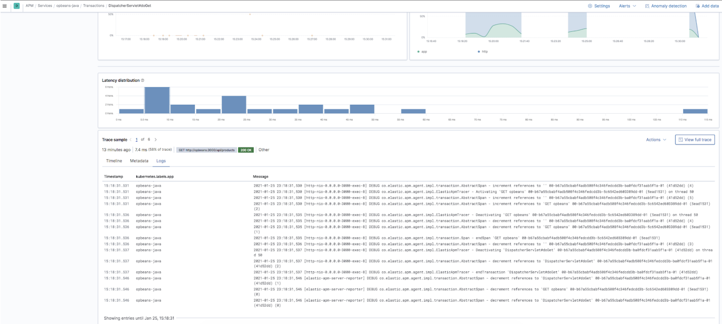 Logs within APM