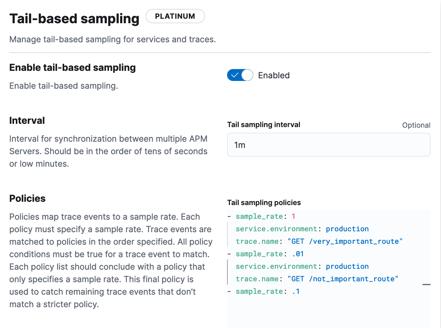 Enable and configure tail-based sampling
