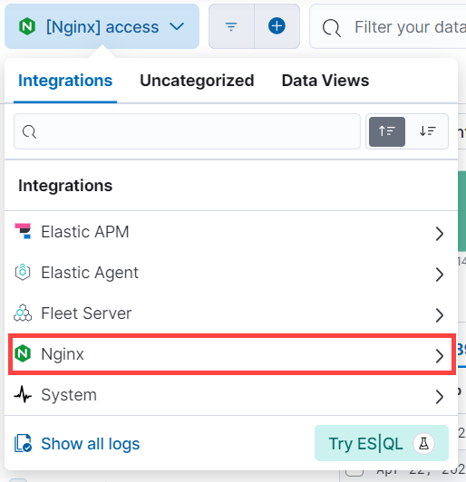 nginx integration in the data selector