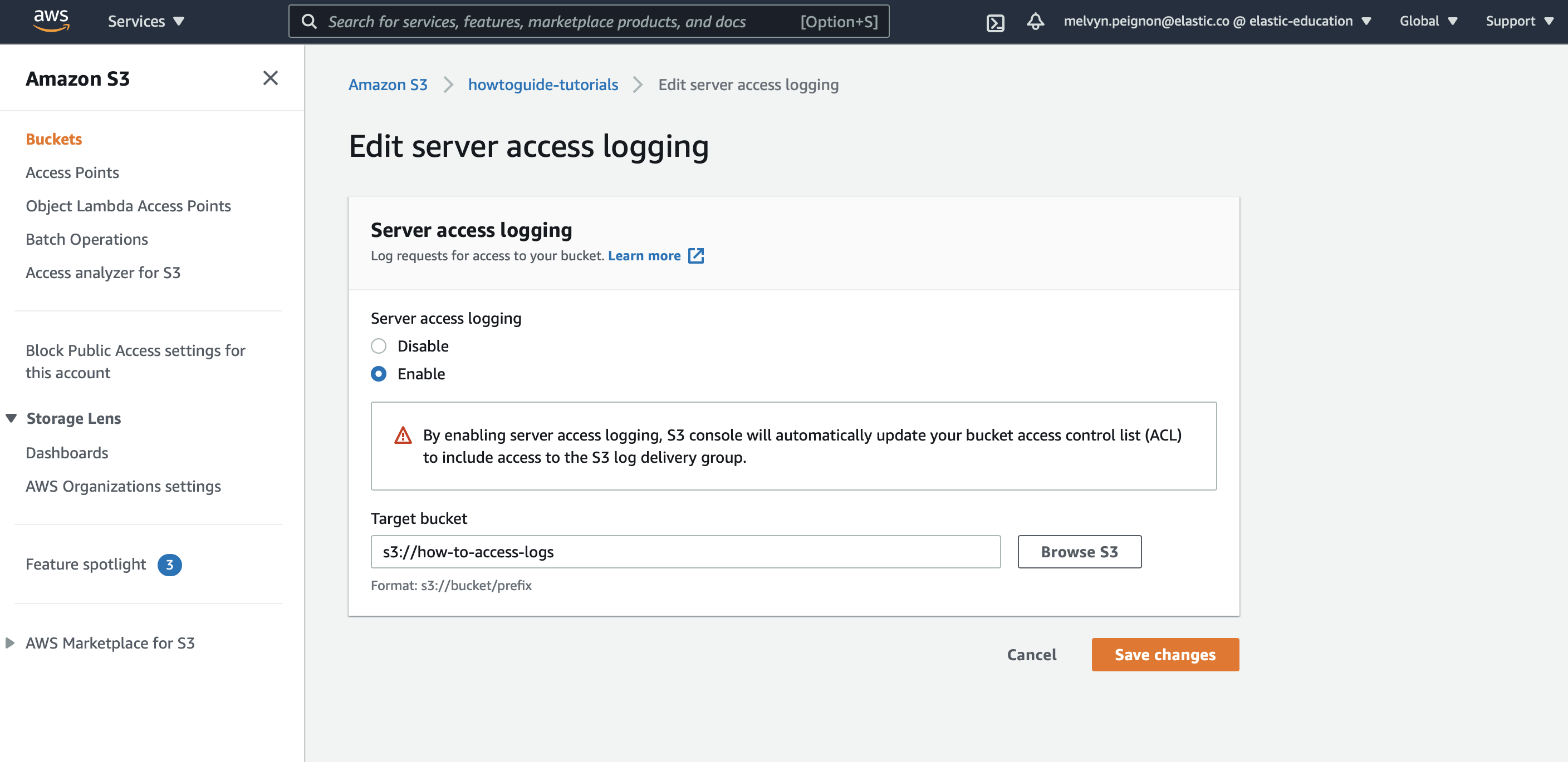 Enabling Server Access Logging