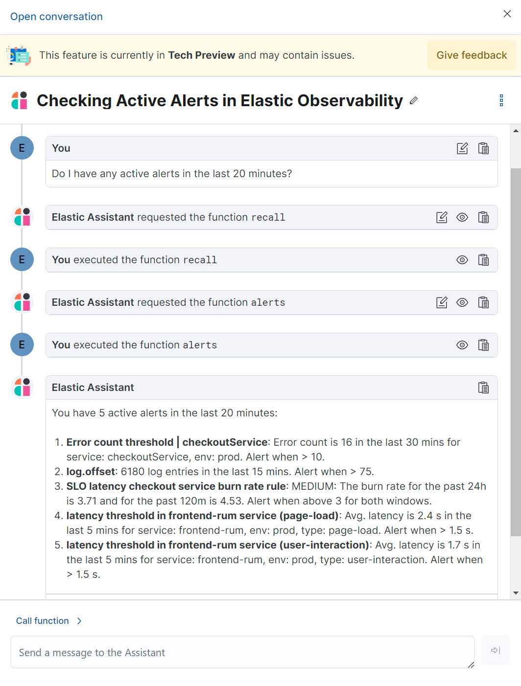 Observability AI assistant chat
