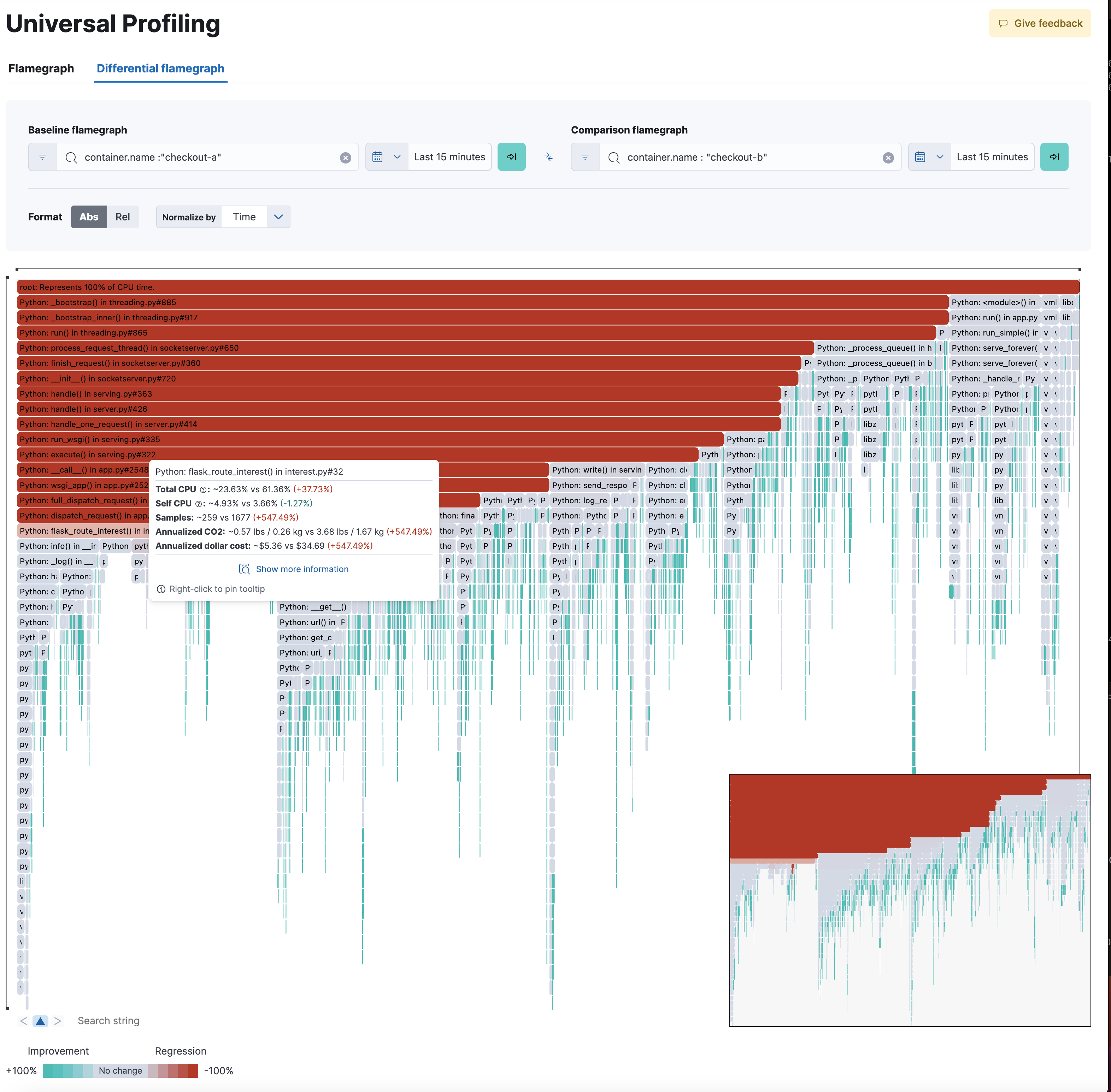 profiling flamegraph differential view