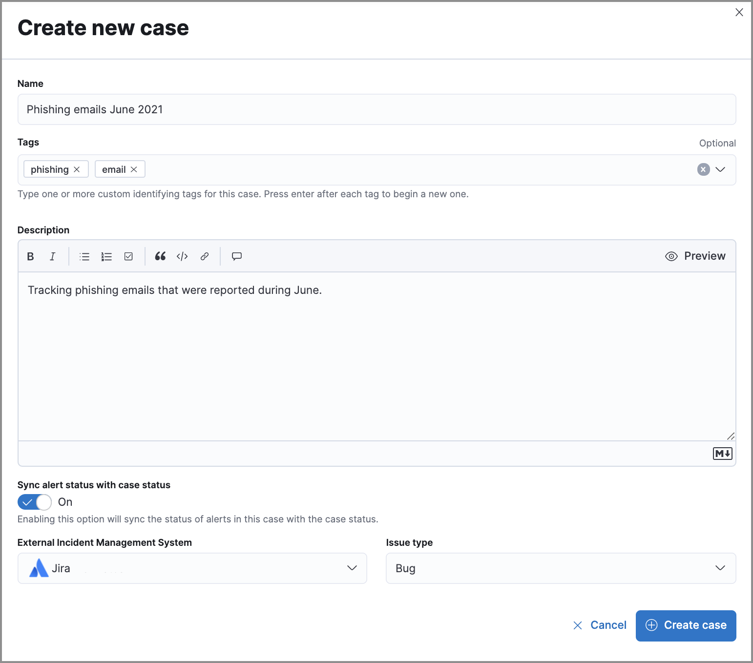Shows how to add an alert to an existing case